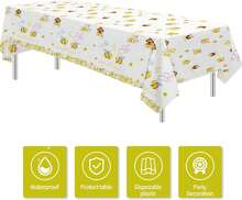 FVABO What Will It Bee Gender Reveal Party Supplies Tablecloth, 3pcs Disposable He Or She Bumble Bee Gender Reveal Decorations Tablecover For Baby Shower, 86in X 55in - White - View 2