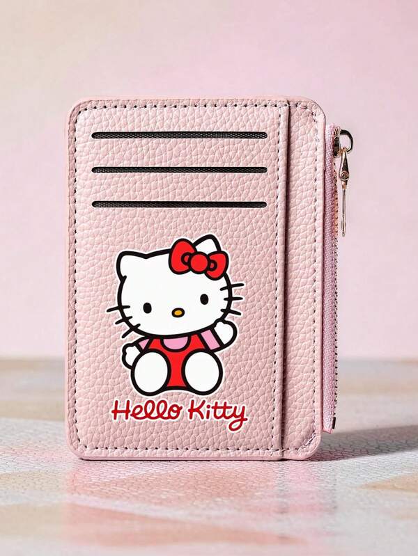 SANRIO 1PC Ví đựng thẻ Hello Kitty có ngăn khóa kéo đựng tiền xu, bao đựng thẻ nhiều ngăn mỏng, ví đựng thẻ mỏng có ngăn khóa kéo, thẻ nhiều ngăn di động, bao đựng thẻ nhiều ngăn có ngăn khóa kéo, ví đựng thẻ nhỏ gọn cho nữ
