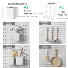 畅销家居用品，仅适用于本店专用孔板，不适用于其他孔板。基础生活系列单件装免打孔壁挂式塑料孔板，多种组合配件，多功能收纳孔板配有各种收纳盒和金属挂钩，适用于车库工作台/家庭厨房收纳整理/办公室/手工室/浴室（28*28厘米）。本产品配有专用孔板。 - 白色 - 查看 38