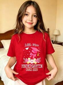 Little Miss Graduation Party T-Shirt For Girls - Red - View 1