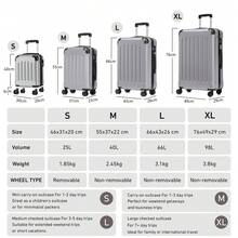 YONSLY 16 Inch Suitcase With Detachable Wheels 360° Combination Lock Double Zipper Soft Rubber Handle Trolley Travel Suitcase For Vacation - 淺灰色 - 查看 9