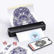 Marklife 1 個 A4 便攜式無線迷你熱感印表機,適用於紋身圖案製作與居家辦公,無線兼容無墨印表機,適合紋身工作室,附紋身紙與 A4 熱感紙,兼容智慧型手機/平板電腦/列印 - 彩色 - 查看 3