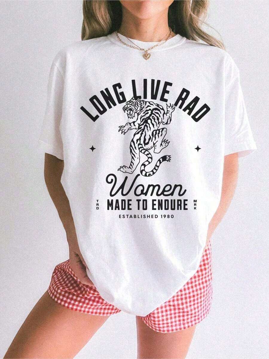 1 T-Shirt: Women's "Viva La Rad" T-Shirt, Retro Style, Feminism T-Shirt, Boho T-Shirt, "Girl Power" T-Shirt, Vintage Graphic T-Shirt. - 白色 16 - 查看 1