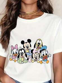 Disney Mickey Mouse, Minnie Mouse T Shirt Unisex 8 -- Disneys Disneyland Paris The Magic Kingdom Disneyesque B6Holiday Gifts Valentine's Day Gifts Earth Day Gifts Oktoberfest Gifts Summer Bank Holiday Gifts - trắng - Xem 1