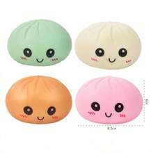 2 PCS Large Expressive Dumpling Squishy Toy, Funny Mysecret Bun Stress Relief Ball, Premium Soft TPR Material Slow Rebound Fidget Toy, Realistic Food Shaped Moldable Squeeze Gadget, Cute Face Decompression Toy For Anxiety Relief & Mood Venting; Palm-Sized Portable Unboxing Surprise Sensory Play Prop, Aesthetic Novelty Desktop Decor For Home, Office & Classroom, Durable Reusable Skin-Friendly Squishies, All-Age Stress Relief Toy For Kids, Teens And Adults,  Collectible Novelty Gift, Perfect For Birthday Presents, Holiday Surprises And Colorful Party Favors, Random Style Delivery, Fun Interactive Daily Self-Care Accessory To Soothe Irritability, Alleviate Mental Fatigue And Ease Daily Work Pressure - 帶蒸籠 - 查看 5