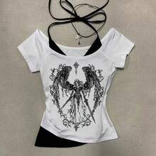 -Tops con corsé Retro sin tirantes para mujer, Tops cortos Harajuku con estampado gótico, camisola lisa, Topsexy informal sin mangas con tirantes para verano - Sí - Ver 4