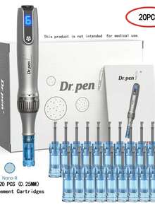 Dr.Pen M8S Pen - Skin Care Tool Kit With 20pcs (0.25MM) Replacement Cartridges - Professional Mcro Pen For Body - 銀色 - 查看 6