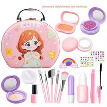 Juguetes de maquillaje para niñas (modelo de juguete, no para aplicación) Bolso de princesa realista Conjunto de moda de viaje, Bolso cruzado/bolsa de cosméticos linda de niña con maquillaje realista, para satisfacer el juego de imitación de las niñas, adecuado como regalo de vacaciones/cumpleaños - Multicolor - Ver 14