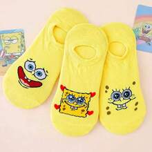 SpongeBob SquarePants 3/4/7雙女款休閒短襪，彩色卡通可愛日常穿著襪，適合春夏 - 彩色 - 查看 8