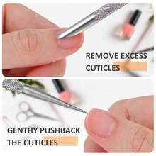 1/2pcs Stainless Steel Cuticle Remover, Nail Cleaning Tool, Gel Nail Dead Skin Polishing & Removal, Cuticle Pusher Tool, Perfect Nail Grooming For Professional Manicure, Pedicure & Nail Art Care - Silver - View 5