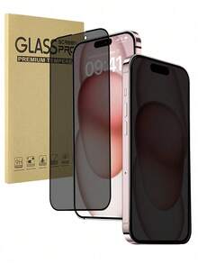2pcs Full Screen Tempered Glass Privacy Screen Protector, Suitable For Apple 17/16 Pro Max/15 Pro Max/15 Pro/14 Pro Max/13/12/11 Inch, Black Frame Anti-Peeping Full Screen Phone Protective Film - Black - View 18