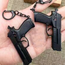 1個迷你可拆卸手槍模型玩具鑰匙圈，裝飾鑰匙環，派對贈品填充物，男士禮物，男士禮品，日常使用包包掛飾配件 - 黑色 - 查看 6