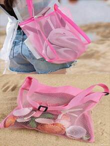 Bolsa de playa de malla brillante - Ligera, con correa de hombro ajustable, diseño plegable, perfecta para actividades al aire libre, picnics y recolección de conchas; ¡un esencial de playa! | Bolsa de playa brillante | Asas duraderas, bolsa de playa unisex, adecuada como accesorio para fiestas de natación en la playa, regalo para amigos y mujeres, y esencial de viaje. - Multicolor - Ver 12
