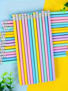 12pcs/6pcs Vibrant Macaron-Colored HB Wooden Pencils, 1.0-1.9mm Lead, Assorted Colors Randomly - Suitable For Drawing Supplies, First Day Of School - Multicolor - View 5