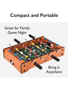 Indoor Wooden Mini Foosball Table, Tabletop Foosball Game, Interactive Toy For Children And Parents, Soccer Machine - 亮橙色 - 查看 5