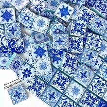 100g/200g Classic Blue And White Porcelain Pattern Mosaic Particles, Mandala Pattern Glass Mosaic Material, 2.3*2.3CM Random Pattern Delivery, Suitable For Handicraft Creation, Tabletop And Stair Decoration, Mosaic Wall Mural - CZQH - View 4