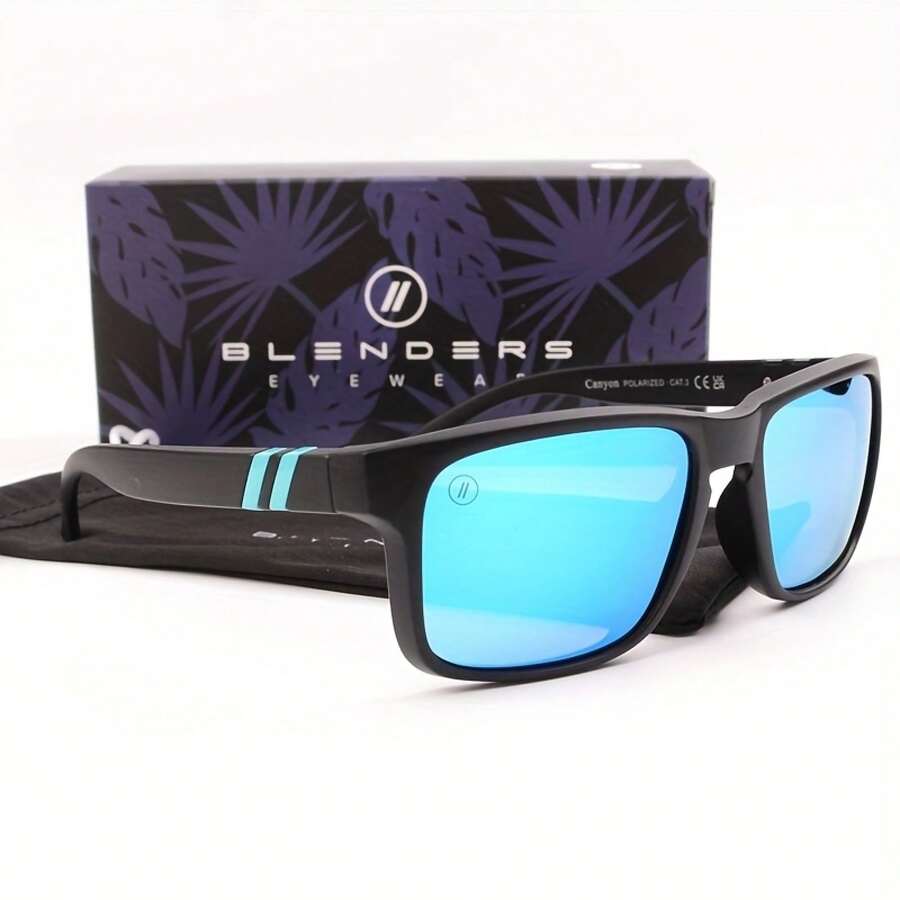 Blender Blue Mirror Glasses Men Polarized Eyewear Vintage Fashion Square Men'S Glasses 8801 K8YW - C2 黑藍色 - 查看 1