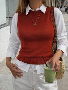 Women's Tank Top Vest, Water Bottle Style, Modal Knit, Winter/Summer Fitted Layering, Basic - 駝色 - 查看 1