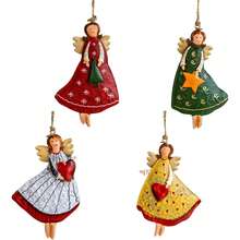 4-Piece Set/8-Piece Set/12-Piece Set/16-Piece Set Angel Ornament Rustic Christmas Wall Hanging Decor Xmas Tree Fireplace Mantel Art Decoration Holiday Festival Gift Ornament - A - View 12