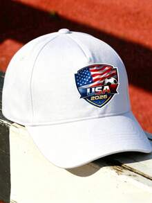 Usa Flag And Soccer Ball Print, Black Baseball Cap With 2028 Logo, Unisex Adjustable Baseball Cap Hat For Men Women Machine Washable Outdoor Sun Hat - 白色 - 查看 1