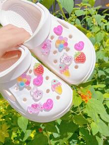 14pcs Pink (Flower, Candy, Ice Cream, Strawberry, Heart) Shoe Decoration DIY Accessories - Fun, Versatile Personalized Shoe Embellishments, Perfect Gift For Holidays, Parties And Special Occasions - Pink - View 6