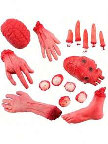 1 Set Halloween Realistic Organ Props, Horror Fake Hands And Bloody Hands - For Haunted House, Bar And Escape Room Decoration; Realistic Prank Heart, Severed Hands, Severed Feet And Bloody Hands, Halloween Horror Atmosphere Decor, Halloween Party Table Decoration - Multiple Styles - View 10