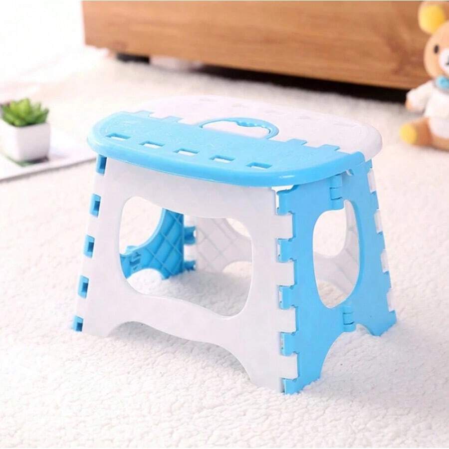 Portable Folding Plastic Stool For Home Use, Multifunctional, Foldable, Suitable For Outdoor Use, For Children And Adults, Easy To Store. - Blue - View 1