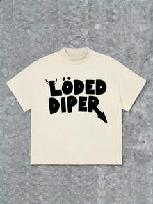 Plus Size Women's T-Shirts With Typography Inspired By The L'Ped Diper Brand, 100% Cotton, 220g, Casual Printed T-Shirt, Round Neck, Short Sleeve, For Going Out, Gift, Summer, Unisex.|Exquisite Design| Loose And Comfortable| Easy To Match| - 杏色 - 查看 1