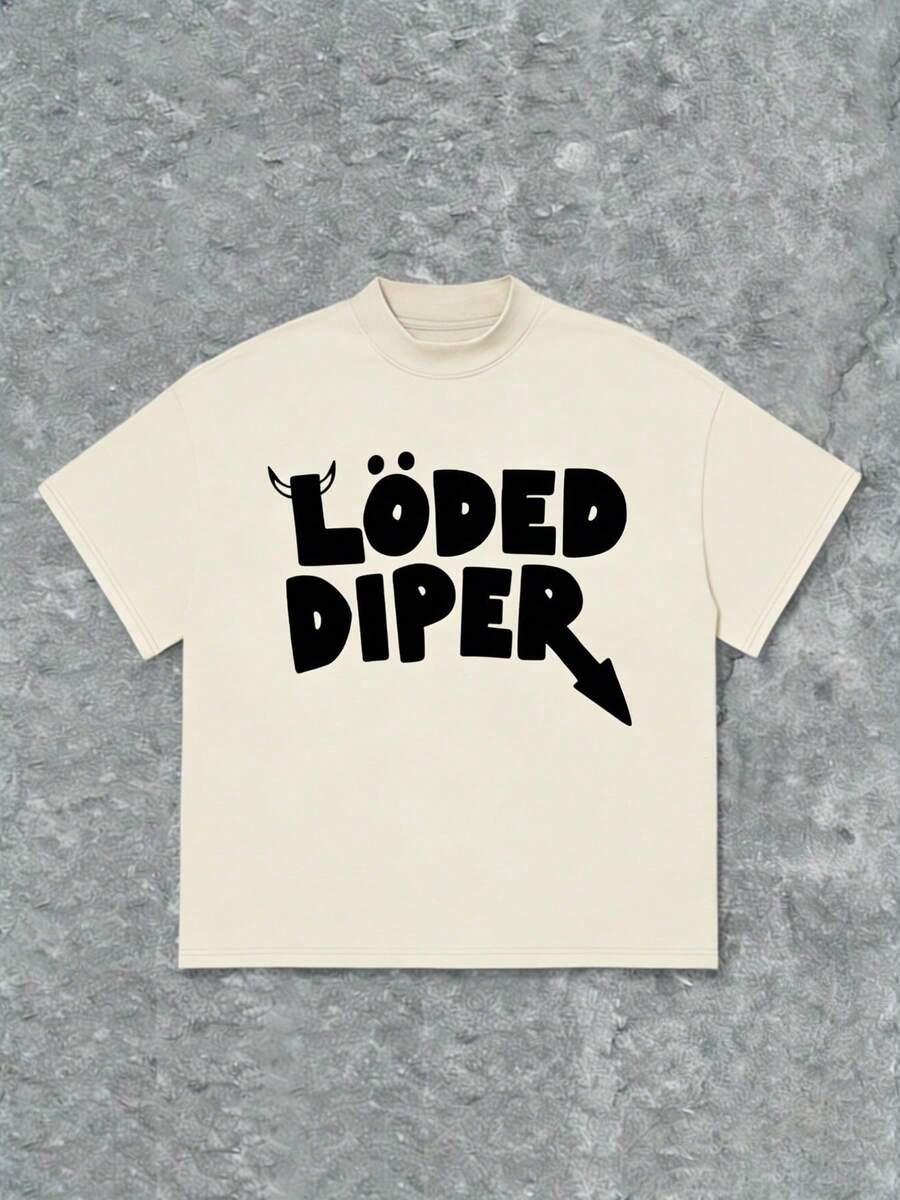 Plus Size Women's T-Shirts With Typography Inspired By The L'Ped Diper Brand, 100% Cotton, 220g, Casual Printed T-Shirt, Round Neck, Short Sleeve, For Going Out, Gift, Summer, Unisex.|Exquisite Design| Loose And Comfortable| Easy To Match| - 杏色 - 查看 1