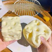 淡黃色起司椰子油奶油起司捏捏樂，柔軟麵團觸感，奶油內芯，靜音擠壓紓壓玩具，適合辦公桌專注與正念休息，2026成人感官小配件 - 彩色 - 查看 3
