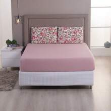 Single Bed Sheet Set, Printed, 100% Cotton Jersey Knit, With Elastic, 2 Pieces - 玫瑰園 - 查看 1