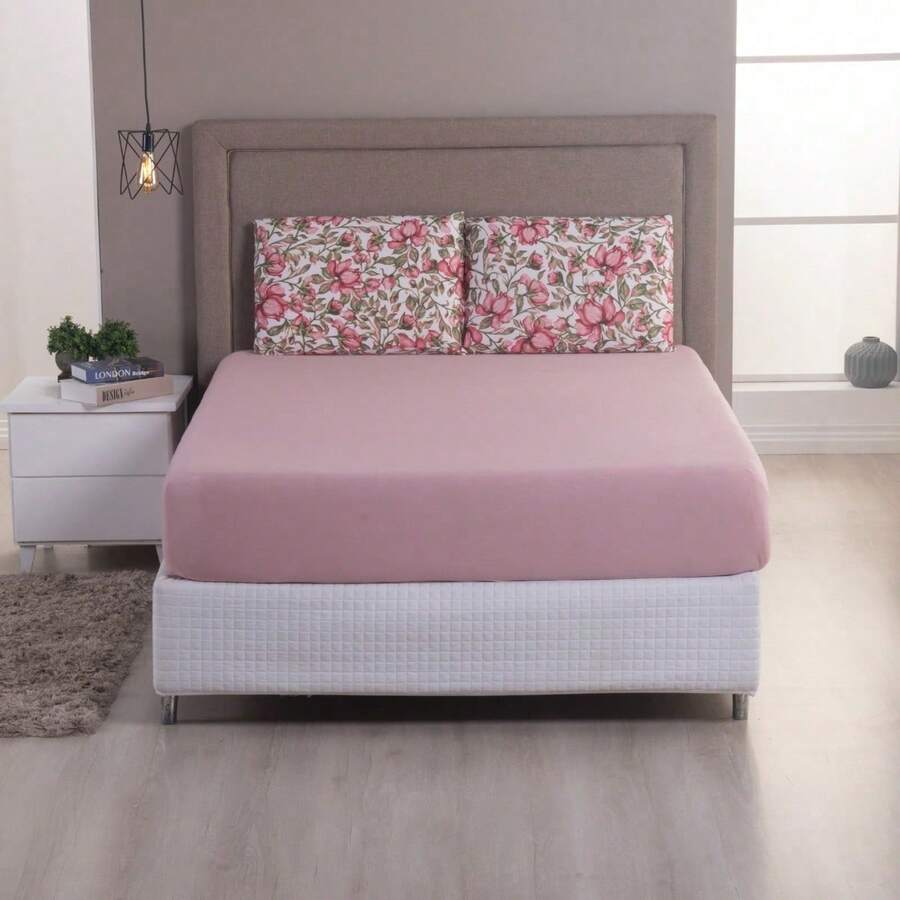 Single Bed Sheet Set, Printed, 100% Cotton Jersey Knit, With Elastic, 2 Pieces - 玫瑰園 - 查看 1