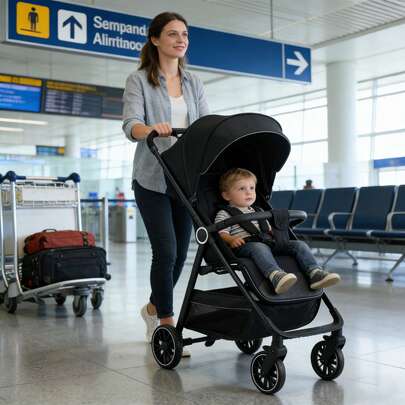 Lightweight Baby Stroller, Foldable Baby Stroller, Extended Sun Canopy With Zipper, One-Touch Collection, Adjustable Backrest, Breathable Mesh, Easy To Carry, Suitable For Travel