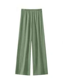 Women's Lightweight Breathable Loose Pants, High-Waisted Wide-Leg Design, Ideal For Beach Vacation And Casual Daily Wear In Summer - Green - View 2