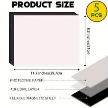 HUSPER A4 Size 0.3mm (12 Mil) 5 Sheets Flexible Magnetic Self-Adhesive Paper - 8.3*11.7 Inches - Black - View 9