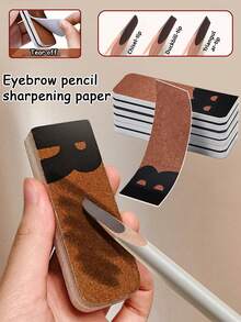 20pcs Portable Eyebrow Pencil Sharpening Paper, Fine Grit Texture, Quickly Trim Eyebrow Pencil Tips, Essential Makeup Bag Tool. Tear-Off Eyebrow Pencil Grinding Paper, Sandpaper Sharpener, Fine Sandpaper Polishing Tool Suitable For Eyebrow Pencils - Multicolor - View 2