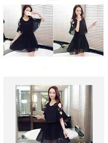 Women Short Dresses - Black - View 3