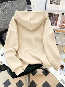 Boys' Solid Color Long Sleeve Sweatshirt, Comfortable And Soft, Suitable For Travel, Shopping And School Casual Wear - Apricot - View 3