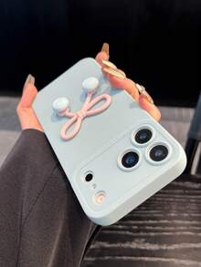 1pc Light Blue 3D Bowknot Soft Phone Case, Full Camera Protection Anti-Fall Cover, Contrast Color, Compatible With Iphone 17/17 Pro/17 Air/17 Pro Max, 16/15/14/13/12/11 Pro/Pro Max/Plus - Girlfriend Gift, Birthday Gift, Valentine's Day Gift - Blue - View 3