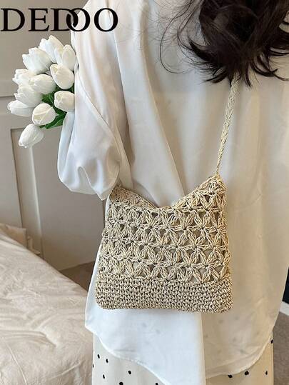 Minimalist,Perfect For Summer Travel Vacation,Summer,Perfect For Vacation,Holiday, Straw Purse, Straw Beach Bag, Beach Necessities, Beach Essentials,Beach Stuff & Summer Essentials, Newest Holiday Bag , Summer