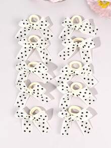10pcs Cute Polka Dot Bow Hair Ties For Girls Exquisite Small Bow Hair Bands Girls Foft Elastic Ponytail Holders Fairy Style Polka Dot Rubber Bands Girls Daily Headpiece Teens Hair Accessories - Multicolor - View 4