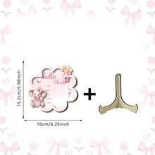 Pink Baby Growth Milestone Plaque, Personalized Birth Announcement, Wooden Nursery Decor, Elephant And Balloon Pattern, Newborn Keepsake - Multicolor - View 4