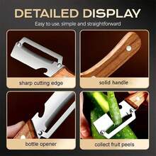 2-Pack Multifunctional Stainless Steel Vegetable Peeler, 3-In-1 Scallion Shredder & Peeler With 2.5mm Thick Blade, Kitchen Must-Have - Silver - View 4