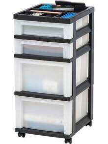 IRIS USA 10 Cajones de Organizadores de Plástico para Manualidades, Carrito de Almacenamiento Rodante para Suministros de Arte, Organizador Superior de Cajones para Piezas Pequeñas,/Perlado - Negro/Perla - Ver 8