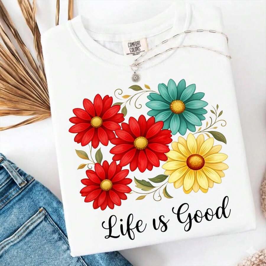 Is Good Retro Floral PNG_ Daisy Flower Sublimation Design - Blanco - Ver 1
