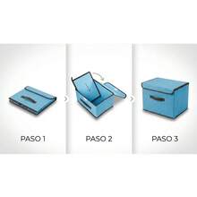 2 Foldable Fabric Organizer Boxes With Lids Home Clothing - Blue - View 3