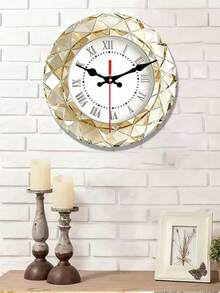 Jam Dinding Quartz Minimalis 2D 12 Inci, Dial Kristal Angka Romawi, Modis dan Tahan Lama, Cocok untuk Rumah, Kantor, Dapur, Ruang Makan, Kafe, Garasi, dan Dekorasi Lainnya - MultiWarna - View 3