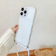 1pc Minimalist Transparent Wave Lens Full Coverage Protective Phone Case, Fashionable, Suitable For Outdoor, Travel, Running, Office Work, Unisex, Compatible With Apple// Phones - Clear - View 9