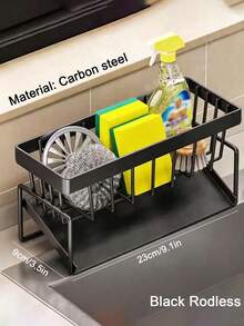 Multi-Functional Carbon Steel Kitchen Storage Rack, Kitchen Sink Faucet Sponge Drain Basket, Kitchen Shelf Sink Rags Draining Rack Detergent Steel Wire Ball Storage Rack, No Installation, Can Store Cleaning Tools, Kitchen Accessories - Multicolor - View 16