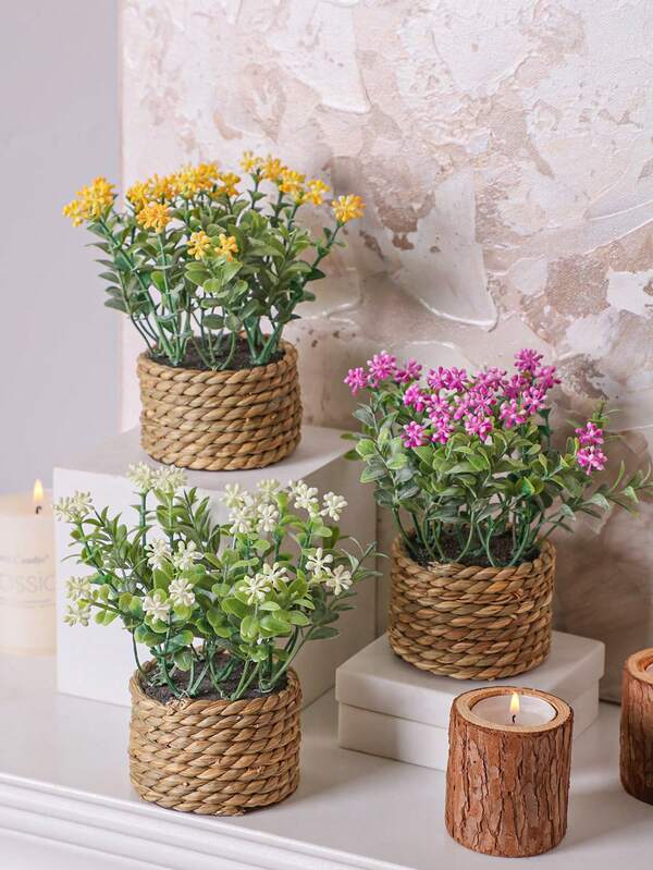 3 cây cảnh mini chân thực, lá cây boxwood sống động màu đỏ hồng, trắng, vàng, làm từ chất liệu PE, phù hợp trang trí bàn làm việc, kệ sách, phòng tắm, nhà, trong nhà, bếp, bàn cà phê, ngày Valentine, trang trí Lễ Phục sinh, điểm nhấn nội thất